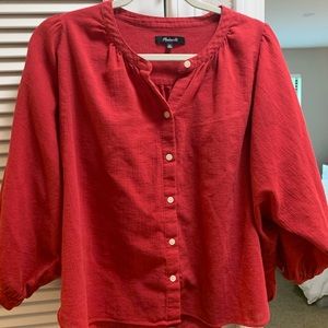 Madewell Red button down top